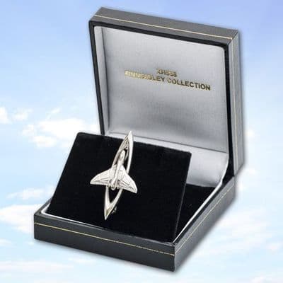 Solid Silver Jet-Age Brooch