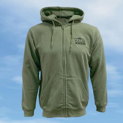 Zipped Hooded Sweatshirt - Olive - Vulcan XH558